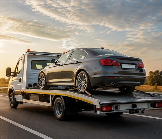 Vehicle being delivered from an auction to a dealership