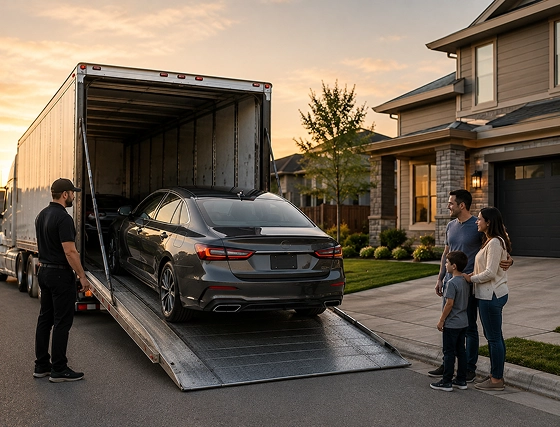 Auction vehicle being delivered directly to a customer